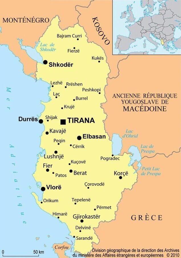 albanie carte monplanvoyage